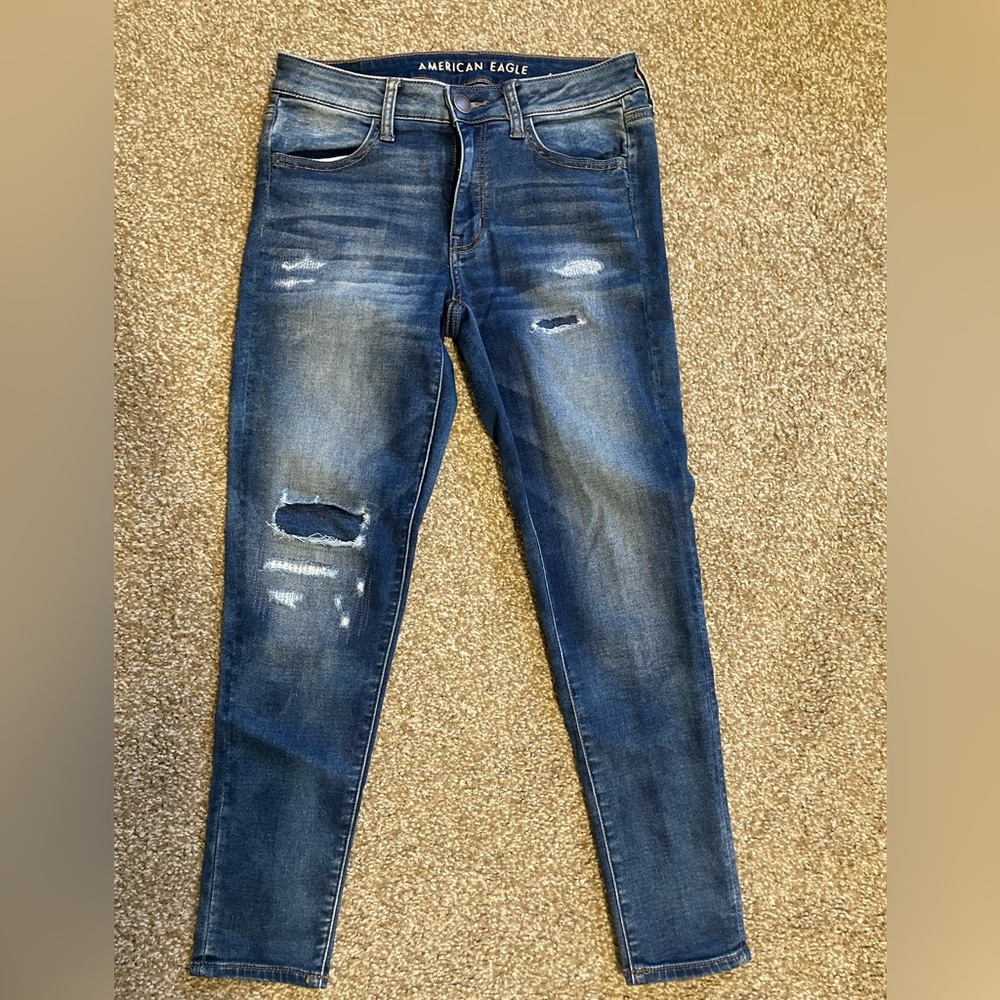 American Eagle Outfitters Blue Distressed Women’s Jeggings